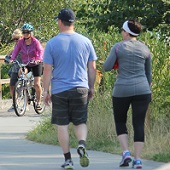 photo of people biking and walking trail