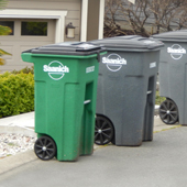 Correct cart placement, wheels at curb