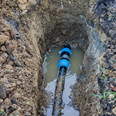 photo of underground water line leaking