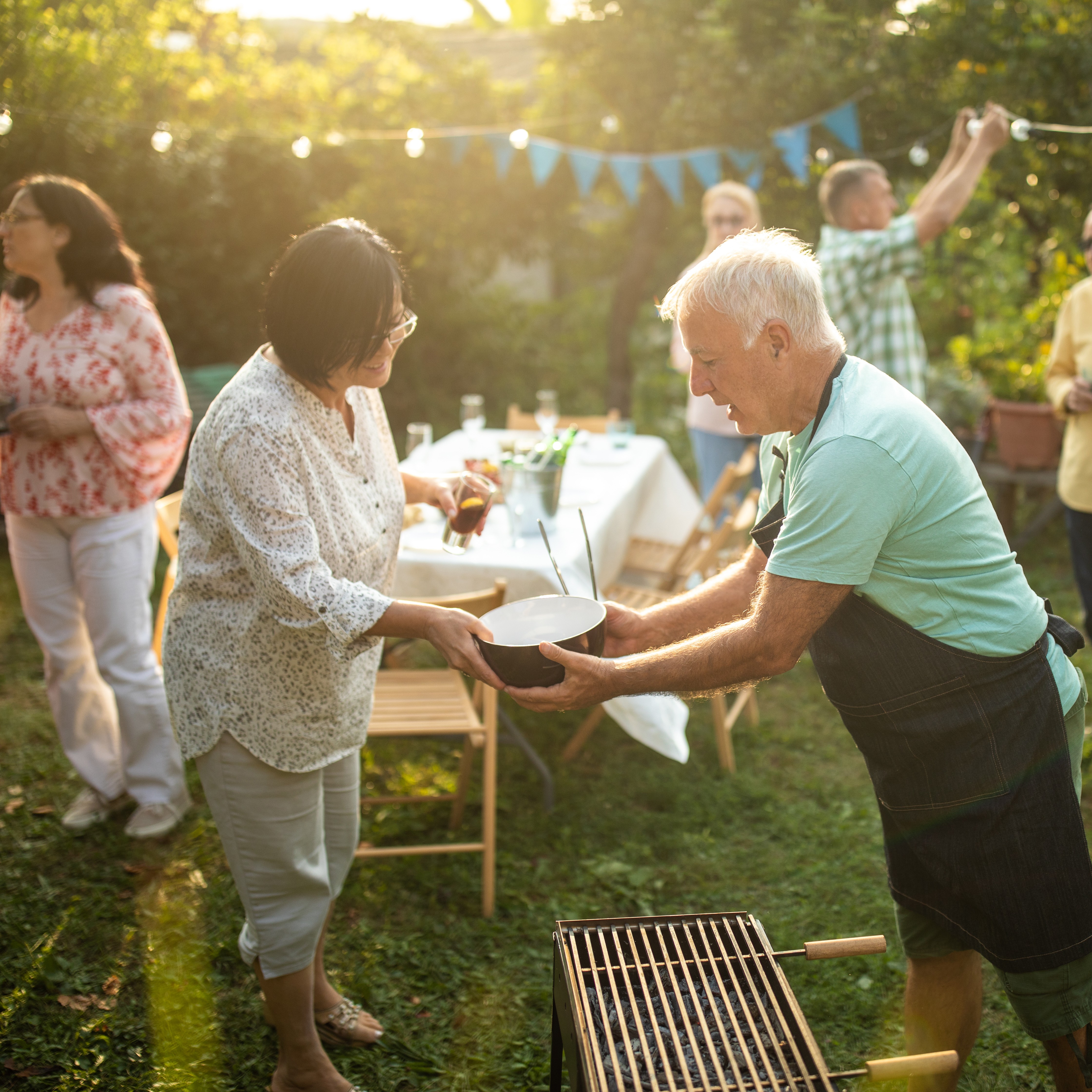 Seniors at a BBQ