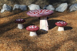 Allenby Park new mushroom shaped table and stool set