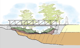 Mock of new pedestrian bridge proposed for Beckwith Park loop trail