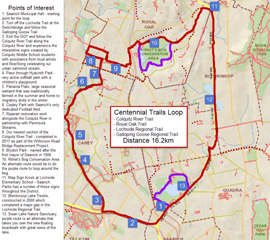 Centennial Trails 17.2km loop trail map