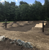 Bike skills area in McMinn Park showing dirt circuit course