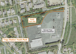 map of Youth Park location at George Tripp Hydro Station