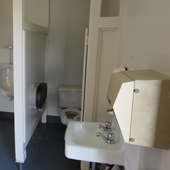 Inside view of a washroom building in Saanich