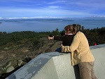 Enjoying the view from the summit at Mount Douglas